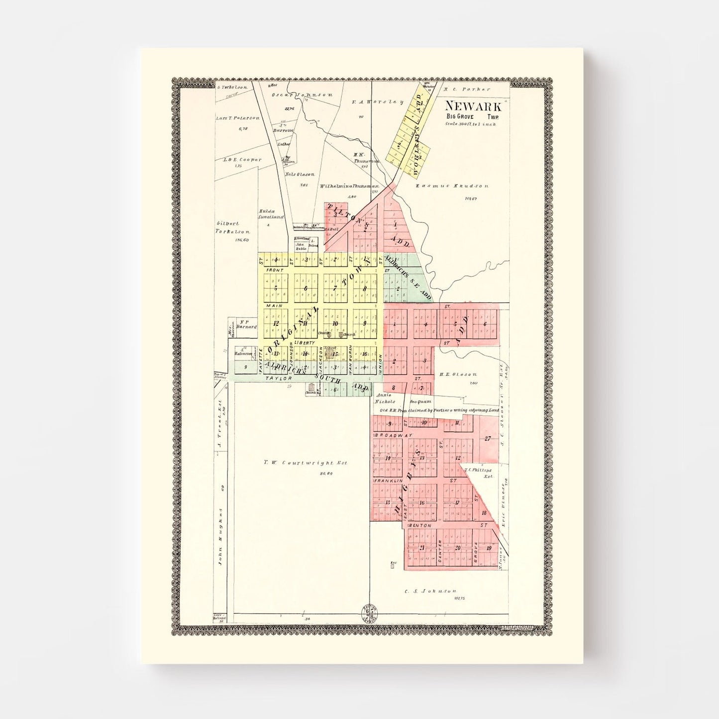 Vintage Map of Newark, Illinois, 1903