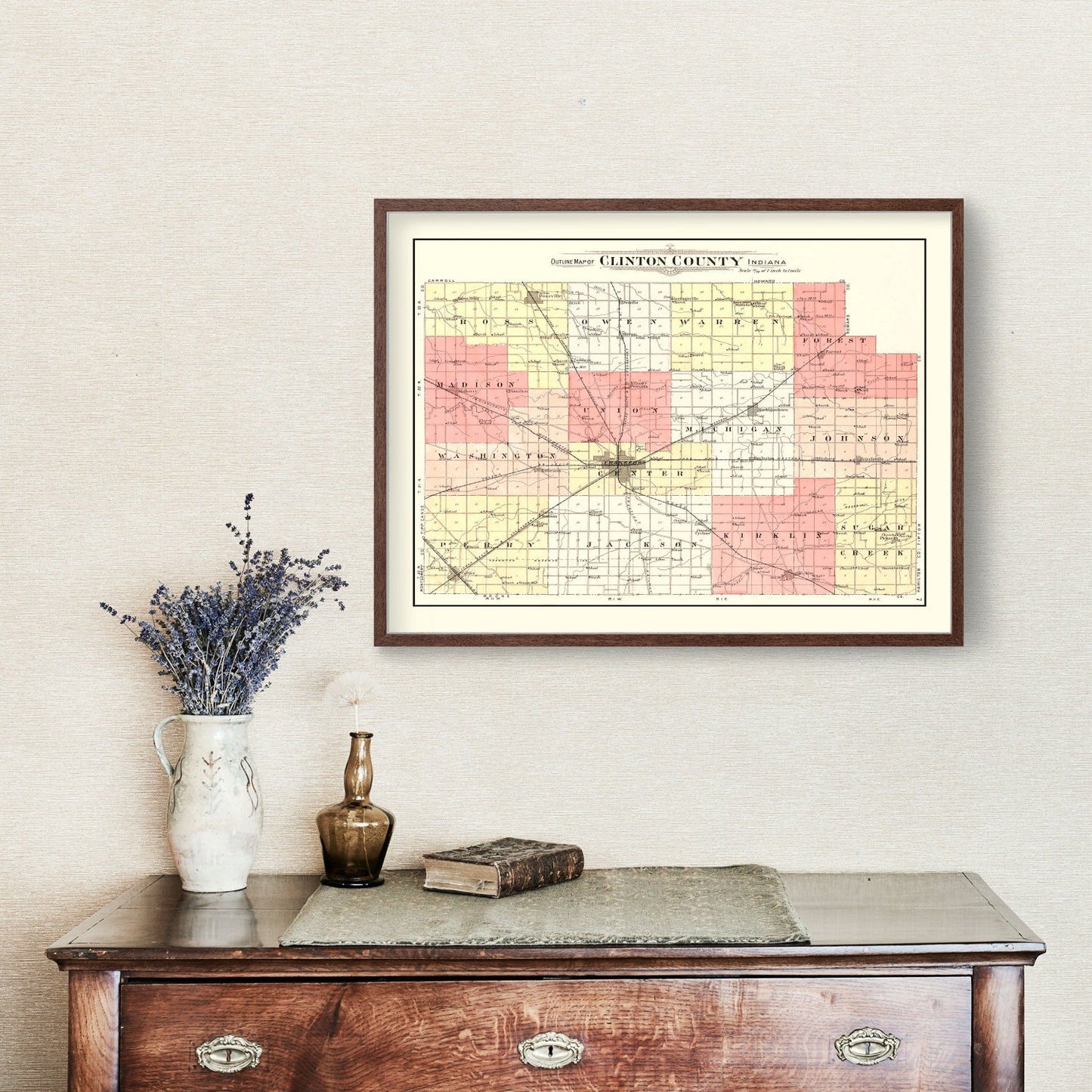 Vintage Map of Clinton County, Indiana, 1903