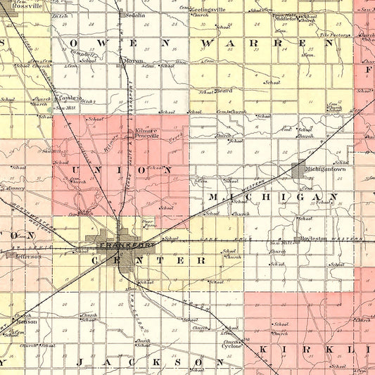 Vintage Map of Clinton County, Indiana, 1903