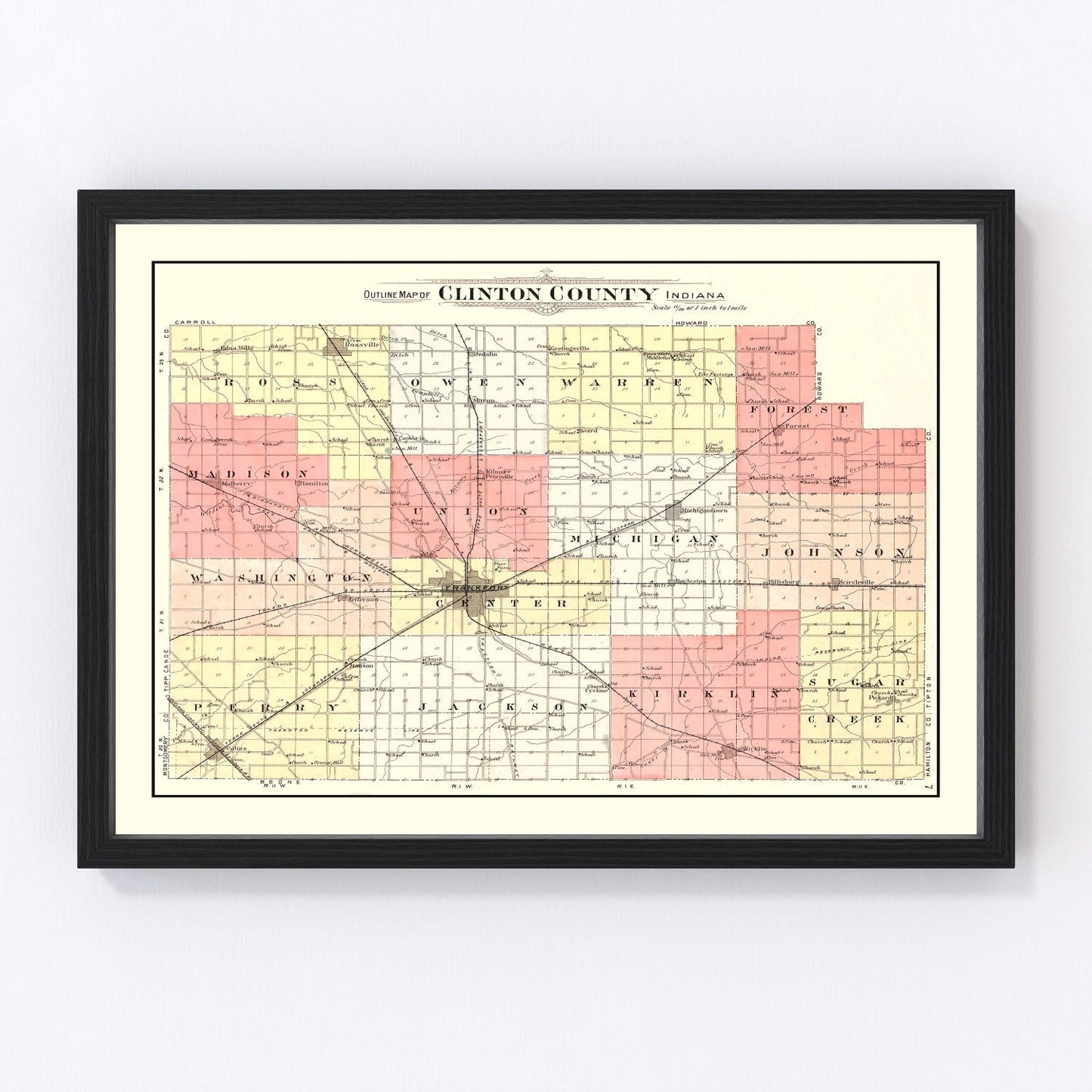 vintage map of Clinton County, Indiana, 1903