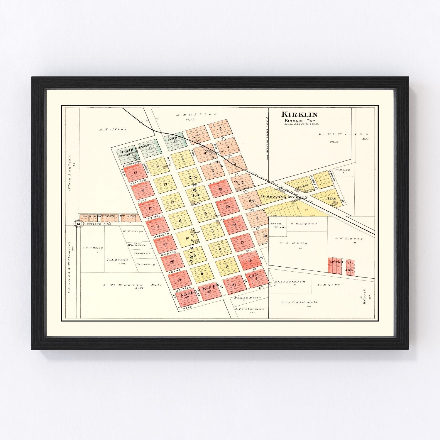 vintage map of Kirklin, Indiana, 1903