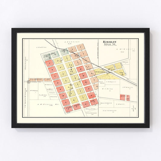 vintage map of Kirklin, Indiana, 1903