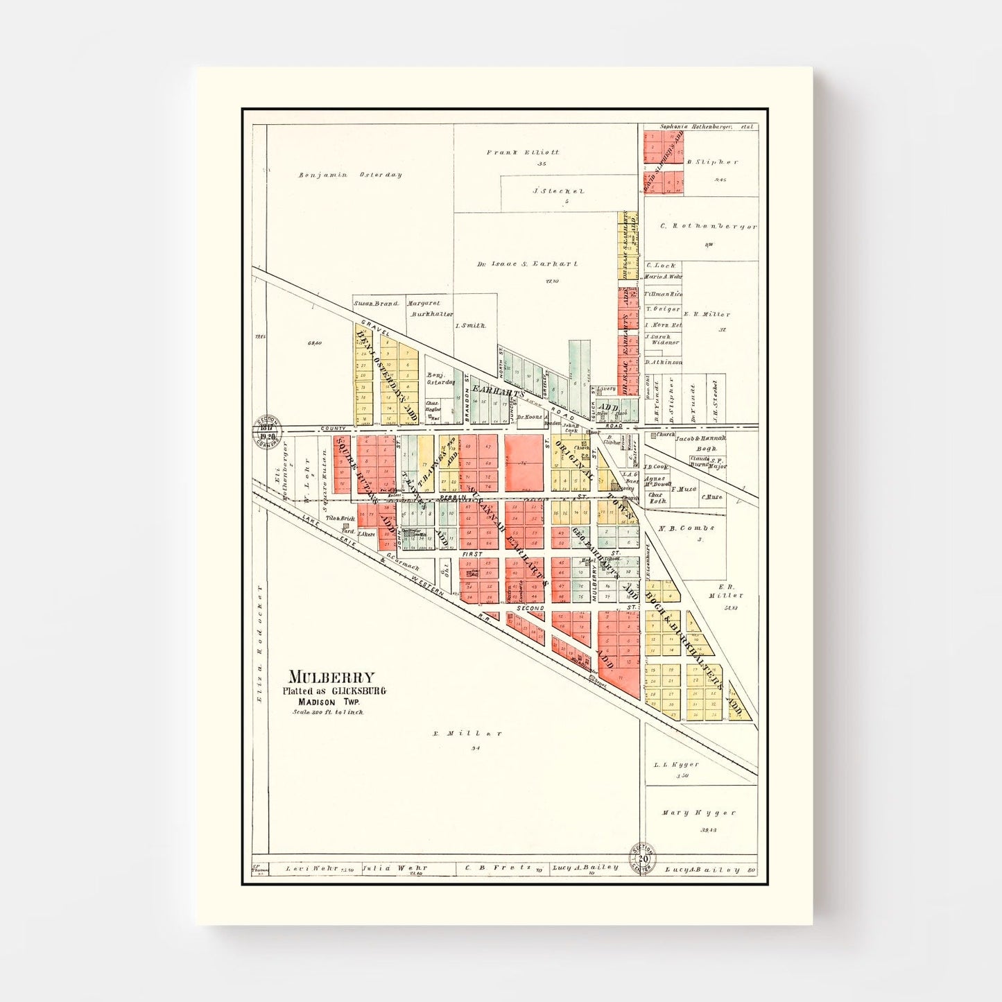 Vintage Map of Mulberry, Indiana, 1903