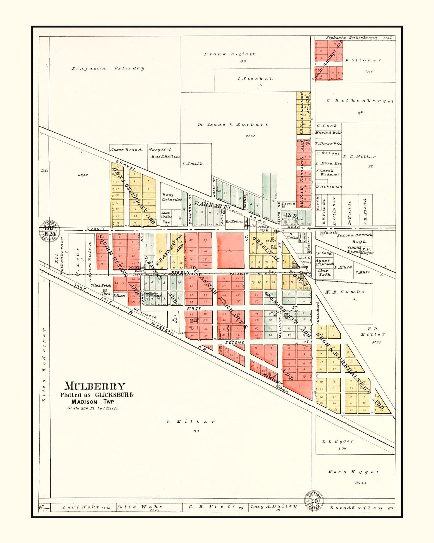 Vintage Map of Mulberry, Indiana, 1903