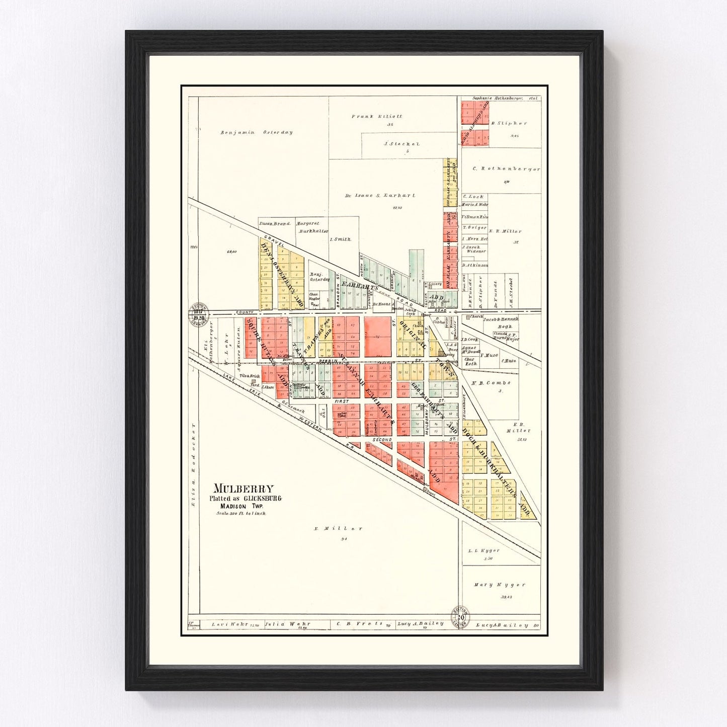 vintage map of Mulberry, Indiana, 1903