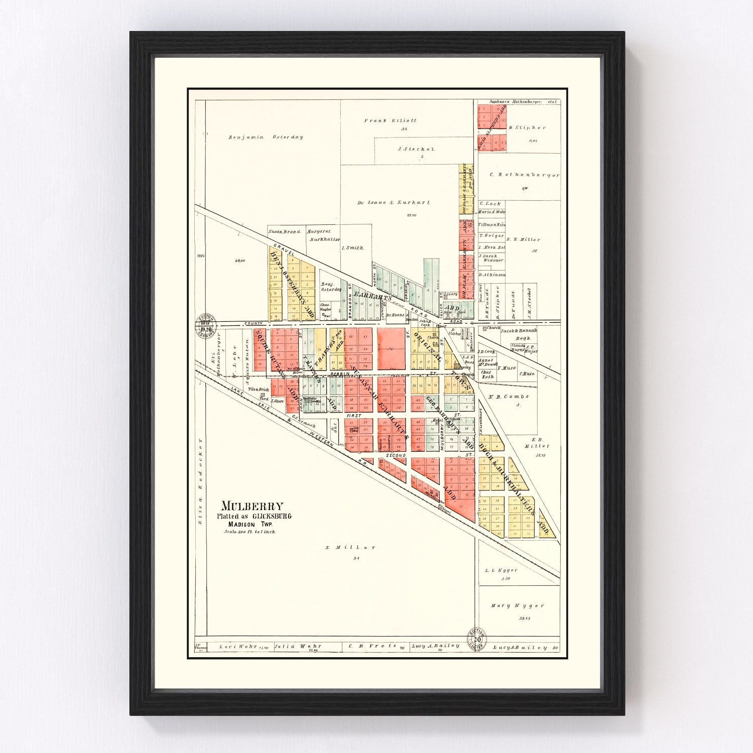 vintage map of Mulberry, Indiana, 1903