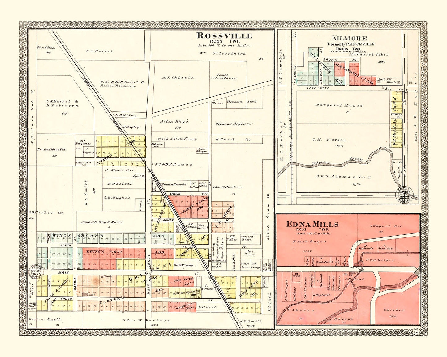 Vintage Map of Rossville, Indiana, 1903