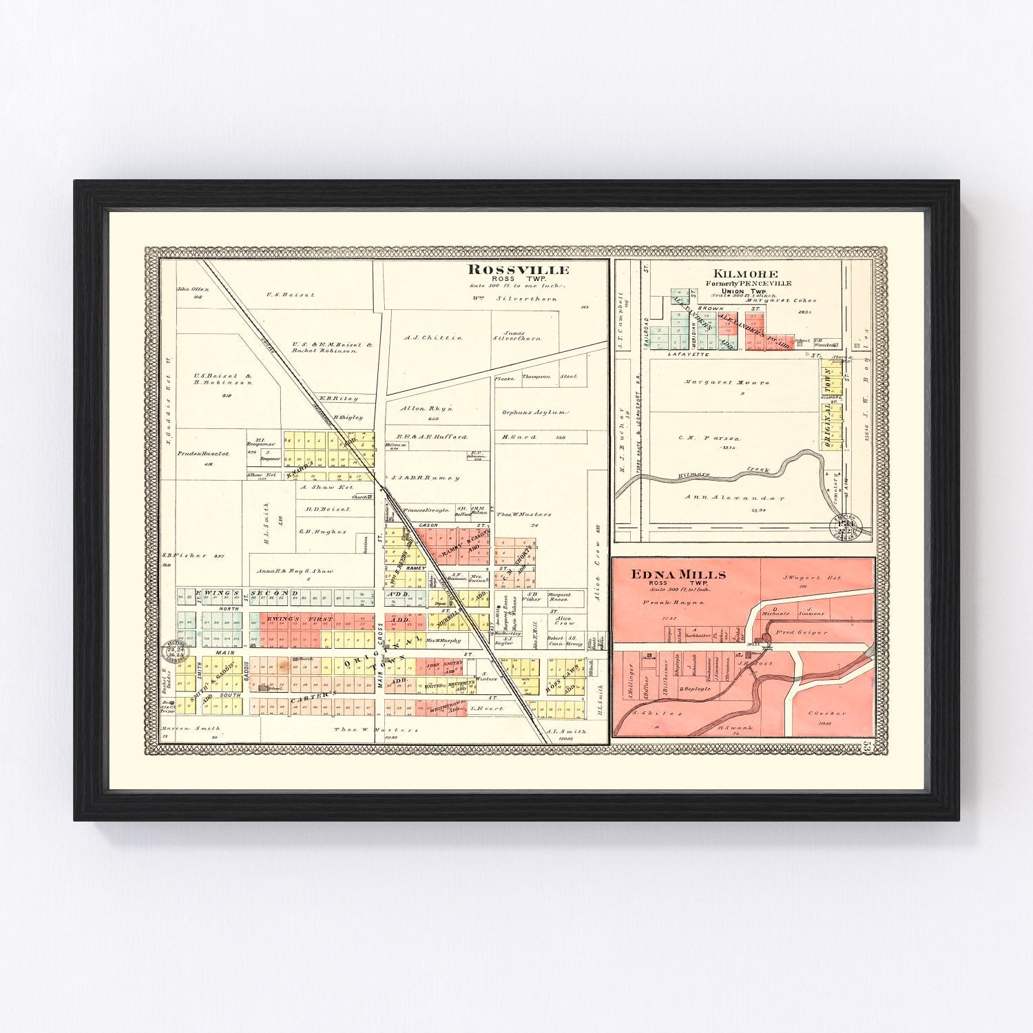 Vintage map of Rossville, Indiana, 1903