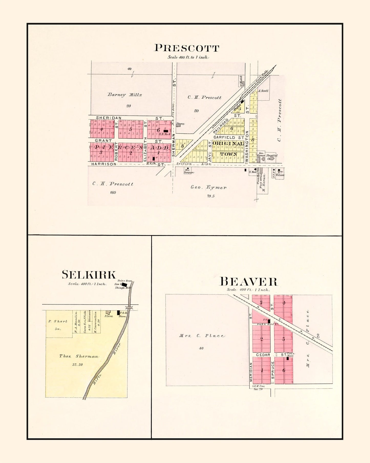 Vintage Map of West Branch, Michigan, 1903