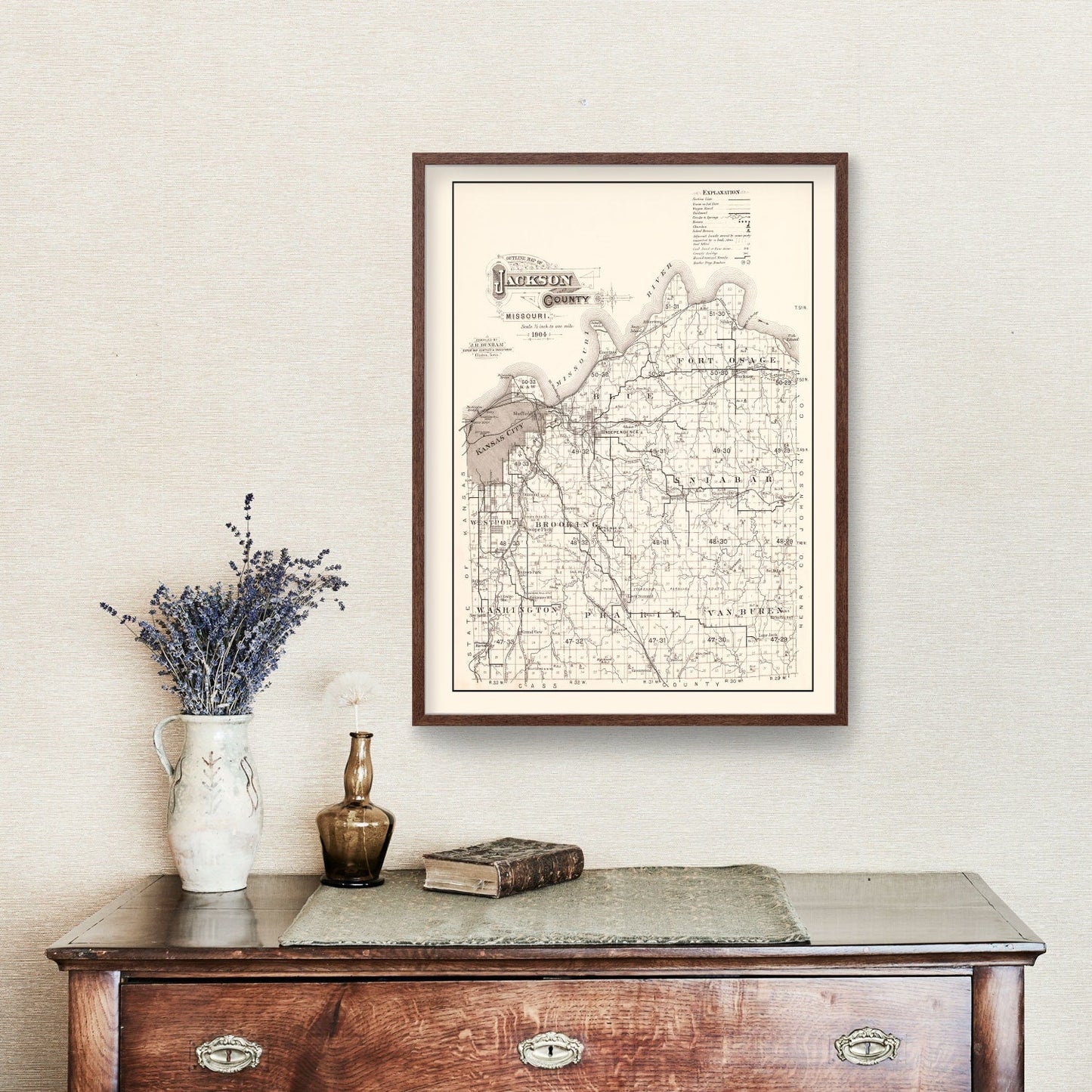Vintage Map of Jackson County, Missouri, 1904