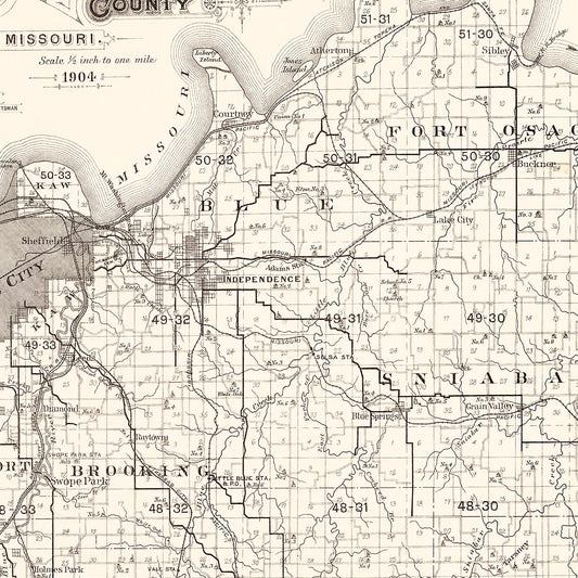 Vintage Map of Jackson County, Missouri, 1904