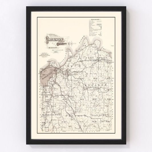 Vintage map of Jackson County, Missouri, 1904
