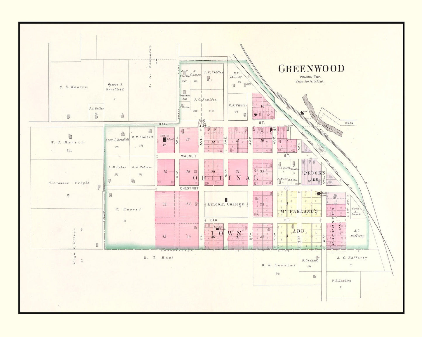 Vintage Map of Greenwood, Missouri, 1904