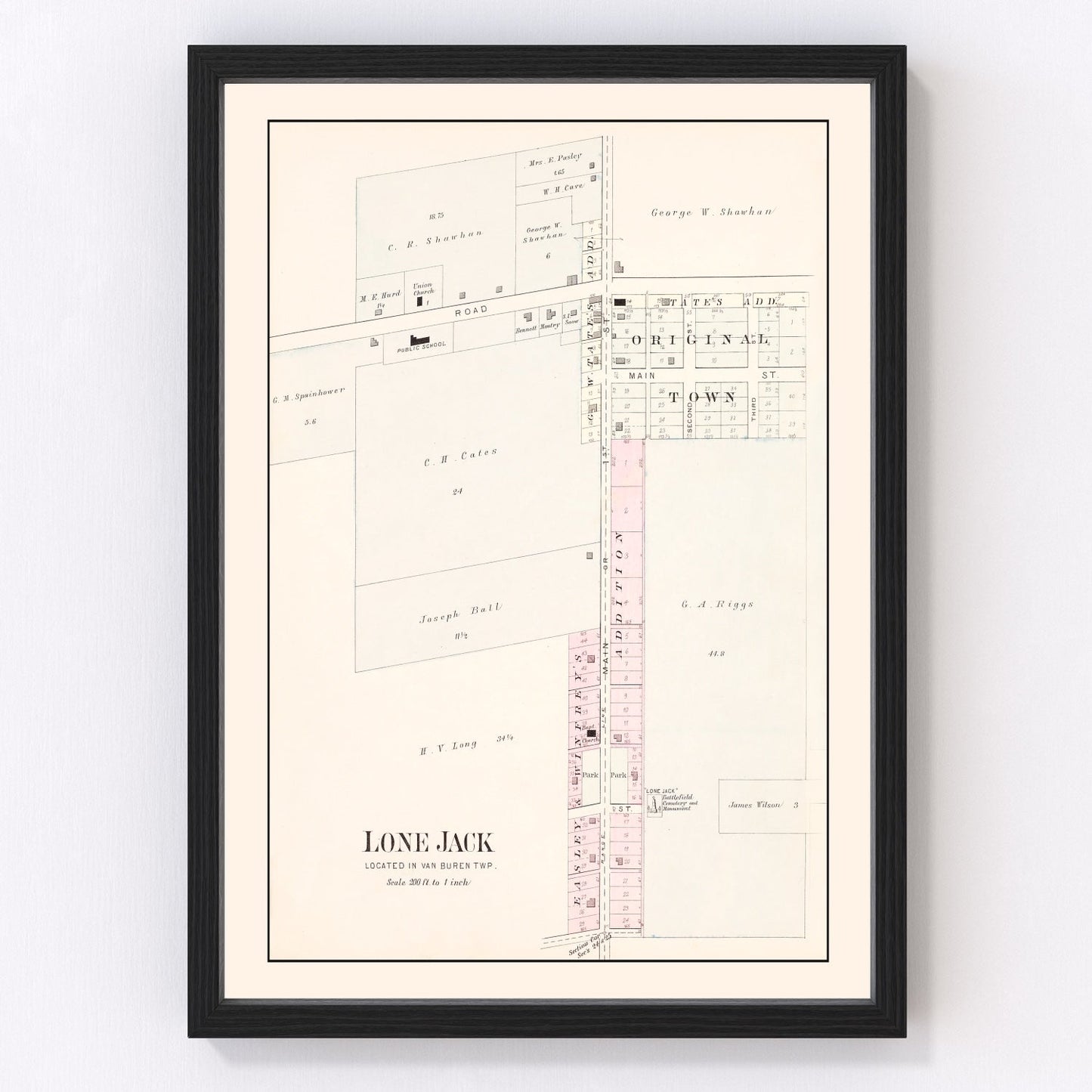 vintage map of Lone Jack, Missouri, 1904