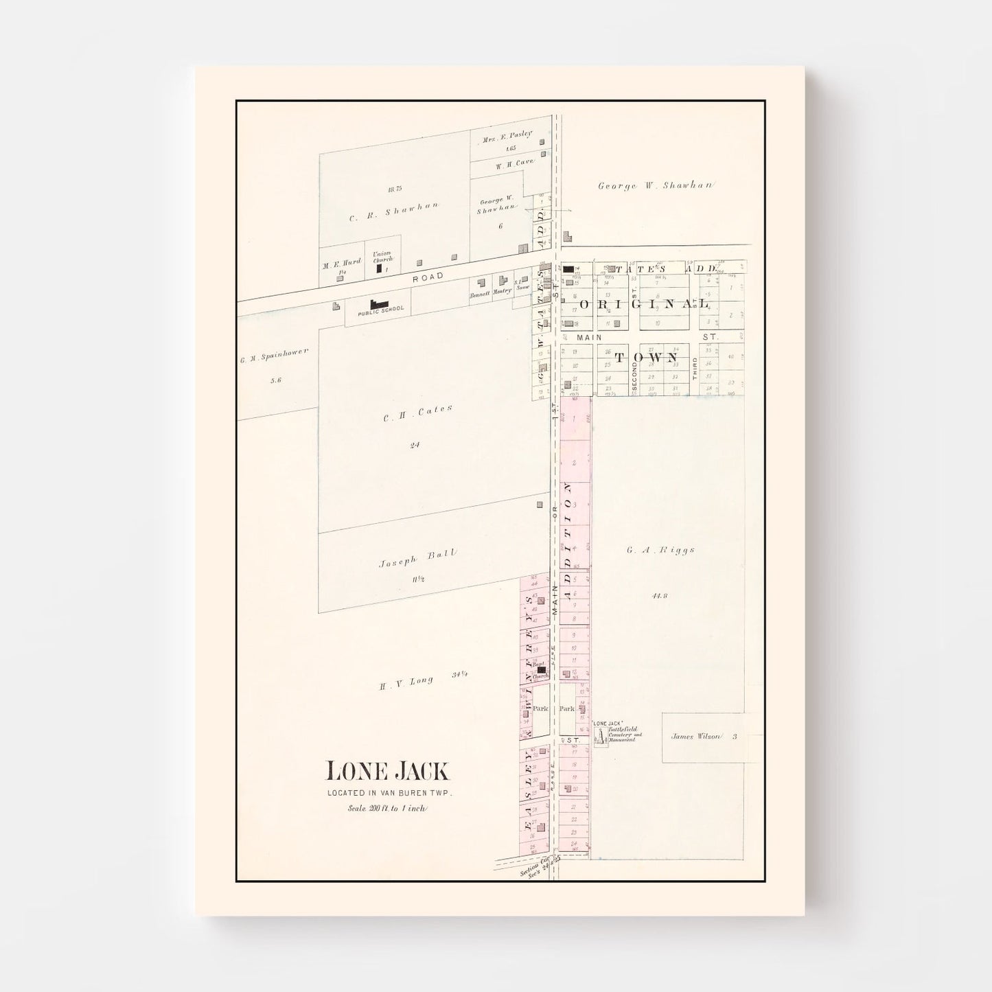 Vintage Map of Lone Jack, Missouri, 1904