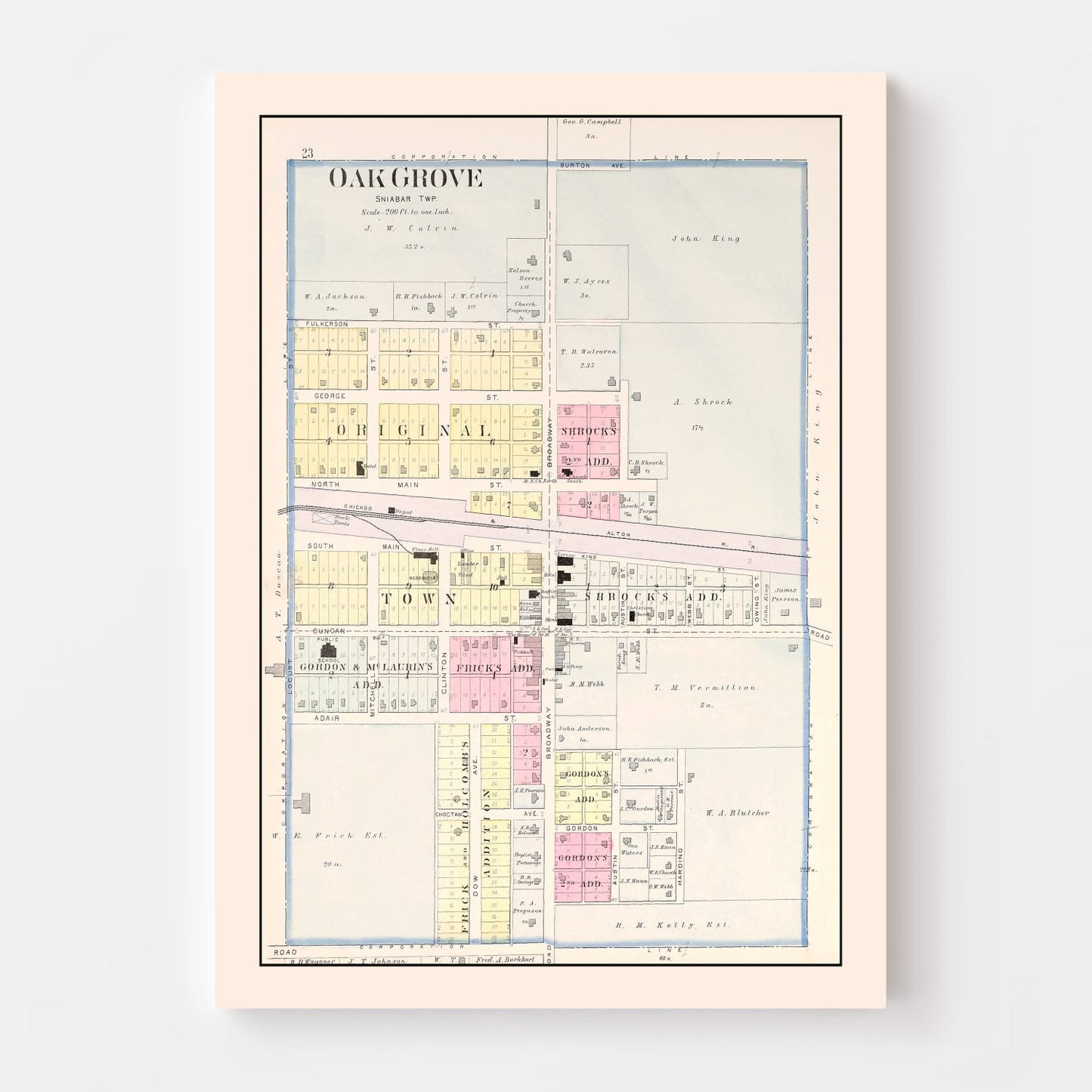 Vintage Map of Oak Grove, Missouri, 1904