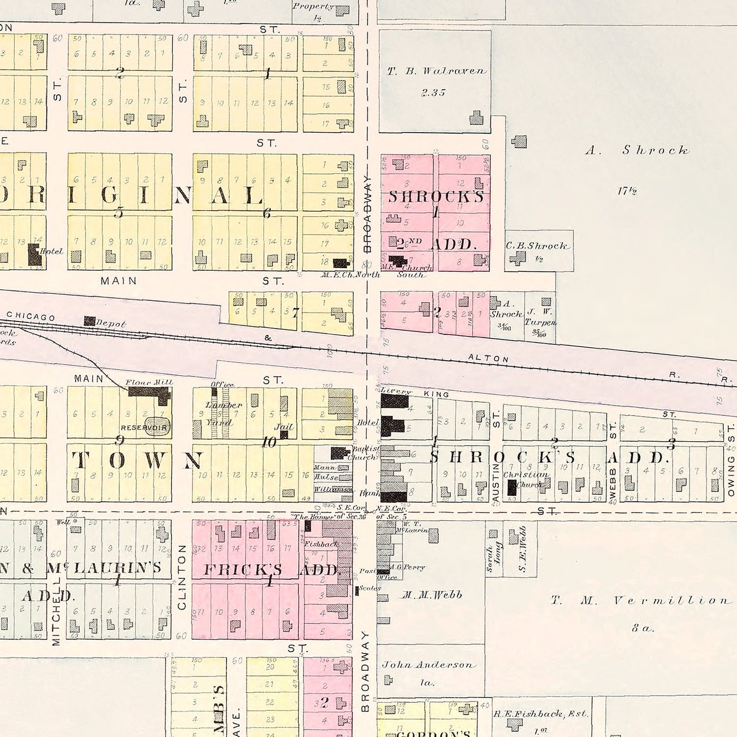 Vintage Map of Oak Grove, Missouri, 1904