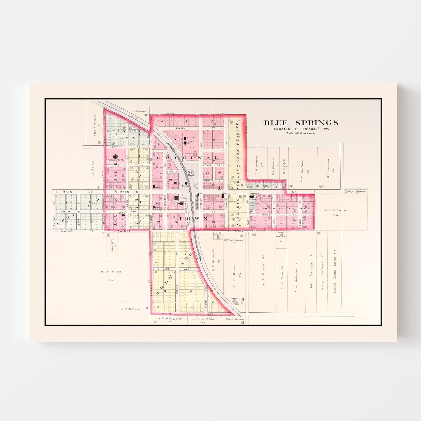 Vintage Map of Blue Springs, Missouri, 1904