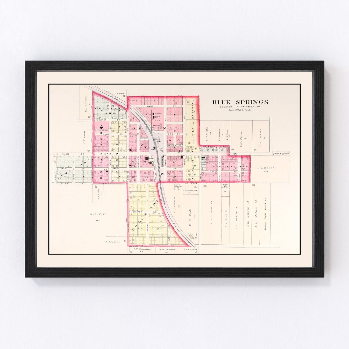 vintage map of Blue Springs, Missouri, 1904