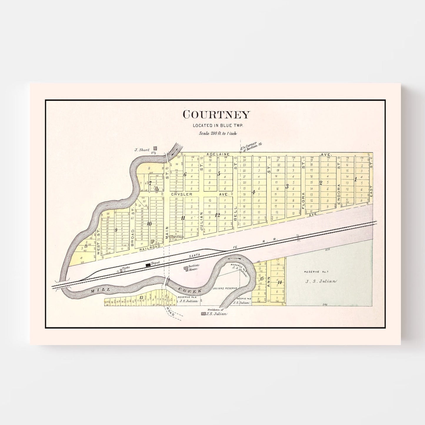 Vintage Map of Courtney, Missouri 1904