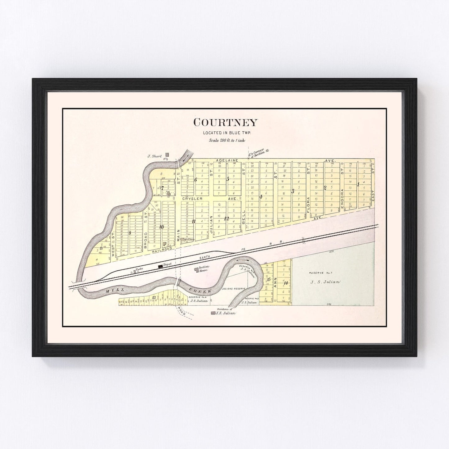 vintage map of Courtney, Missouri, 1904