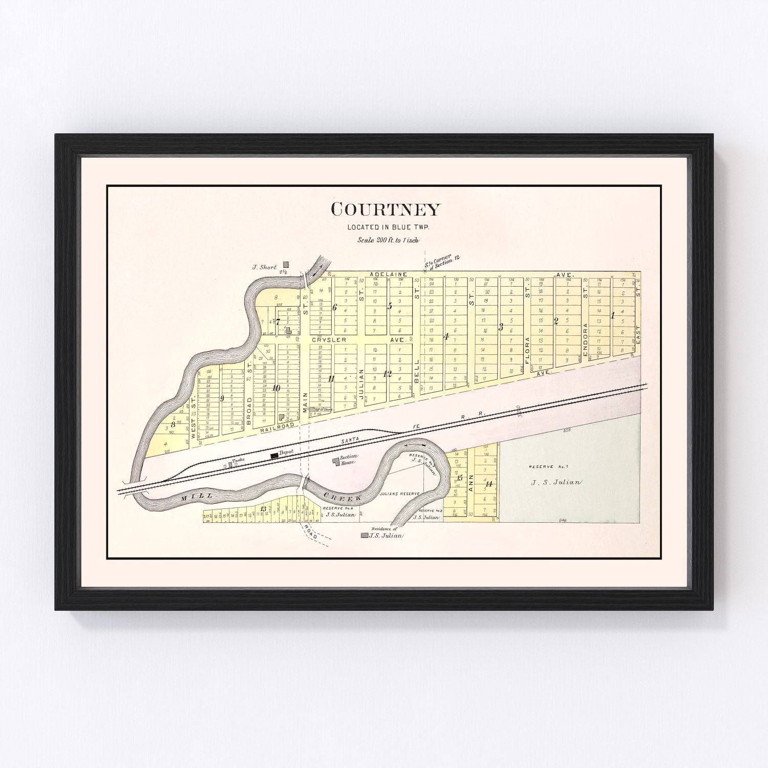 vintage map of Courtney, Missouri, 1904