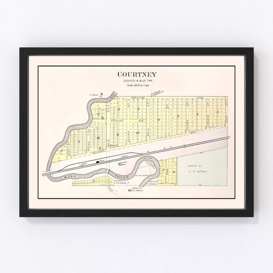 vintage map of Courtney, Missouri, 1904