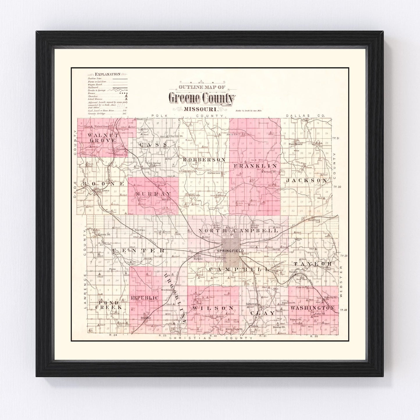 vintage map of Greene County, Missouri, 1904
