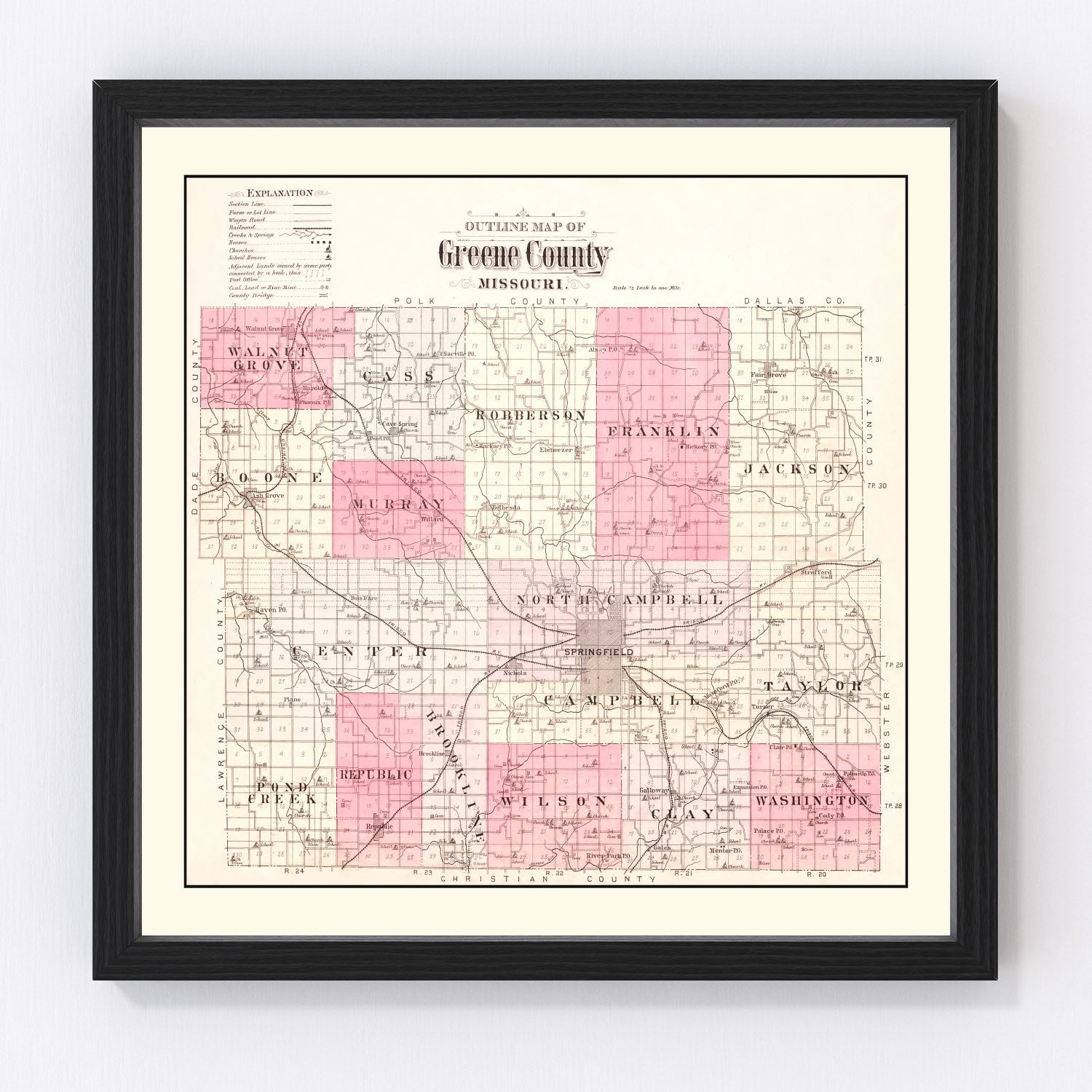 vintage map of Greene County, Missouri, 1904