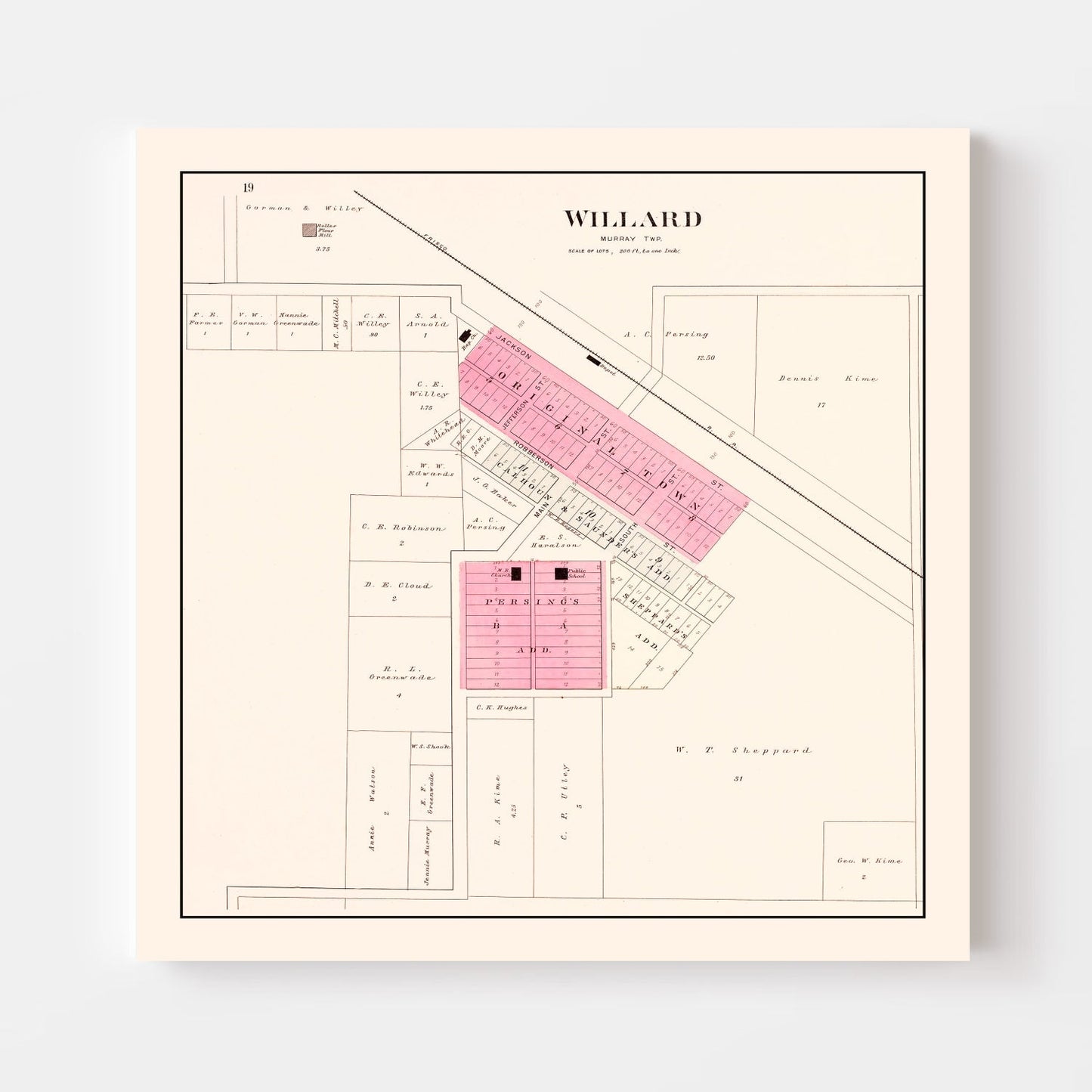 Vintage Map of Willard, Missouri, 1904