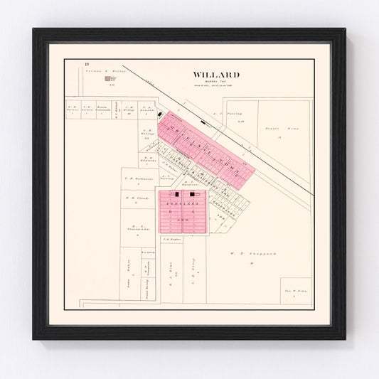 Vintage map of Willard, Missouri, 1904, early 1900s town and farmland