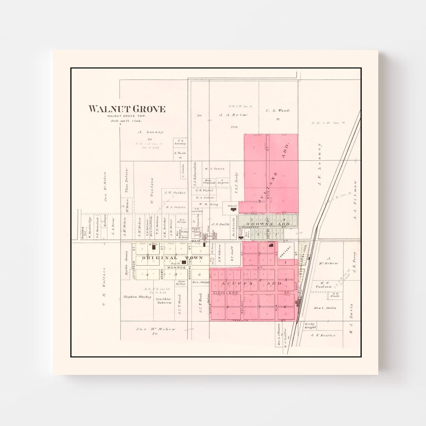 Vintage Map of Walnut Grove, Missouri 1904