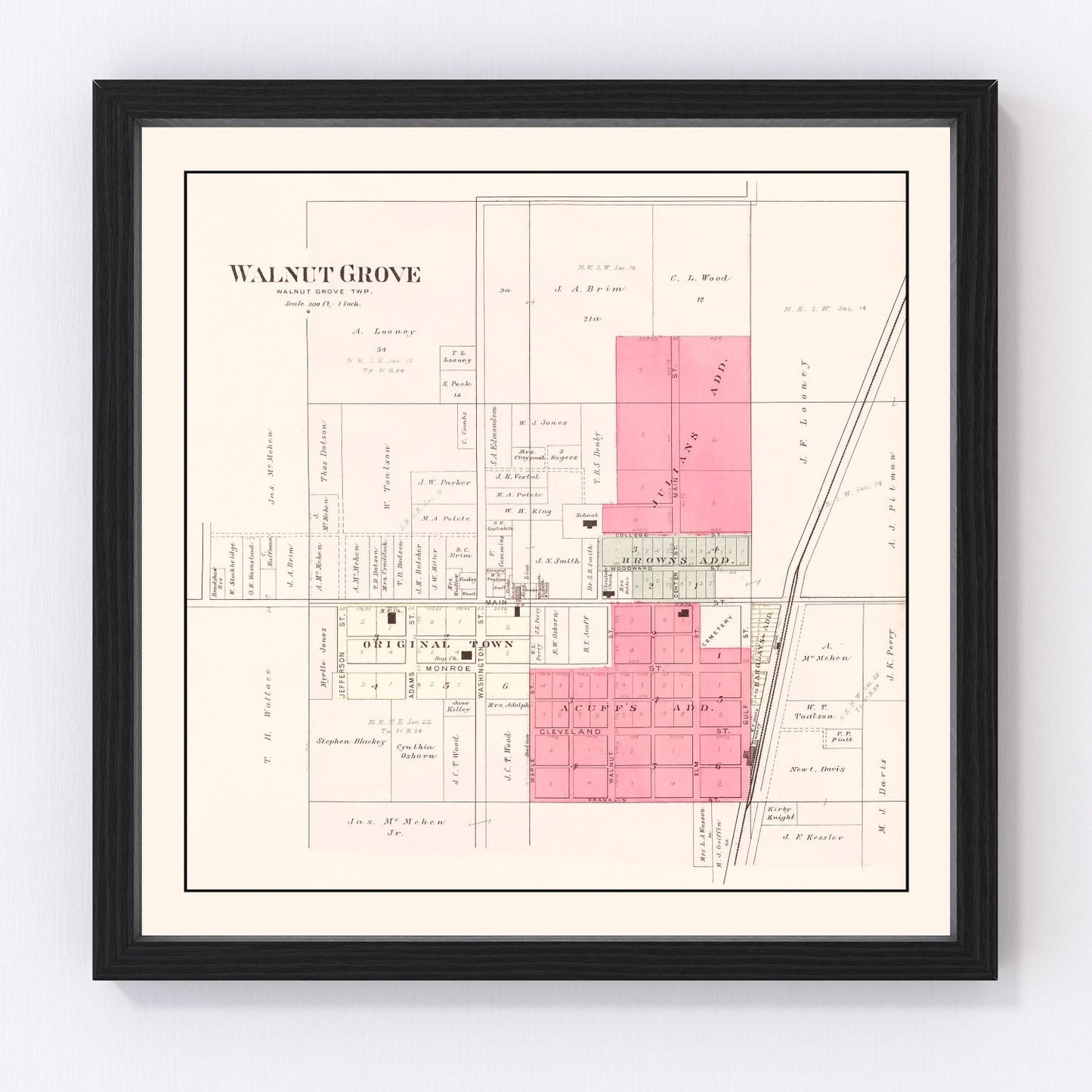 Vintage map of Walnut Grove, Missouri, 1904, Greene County