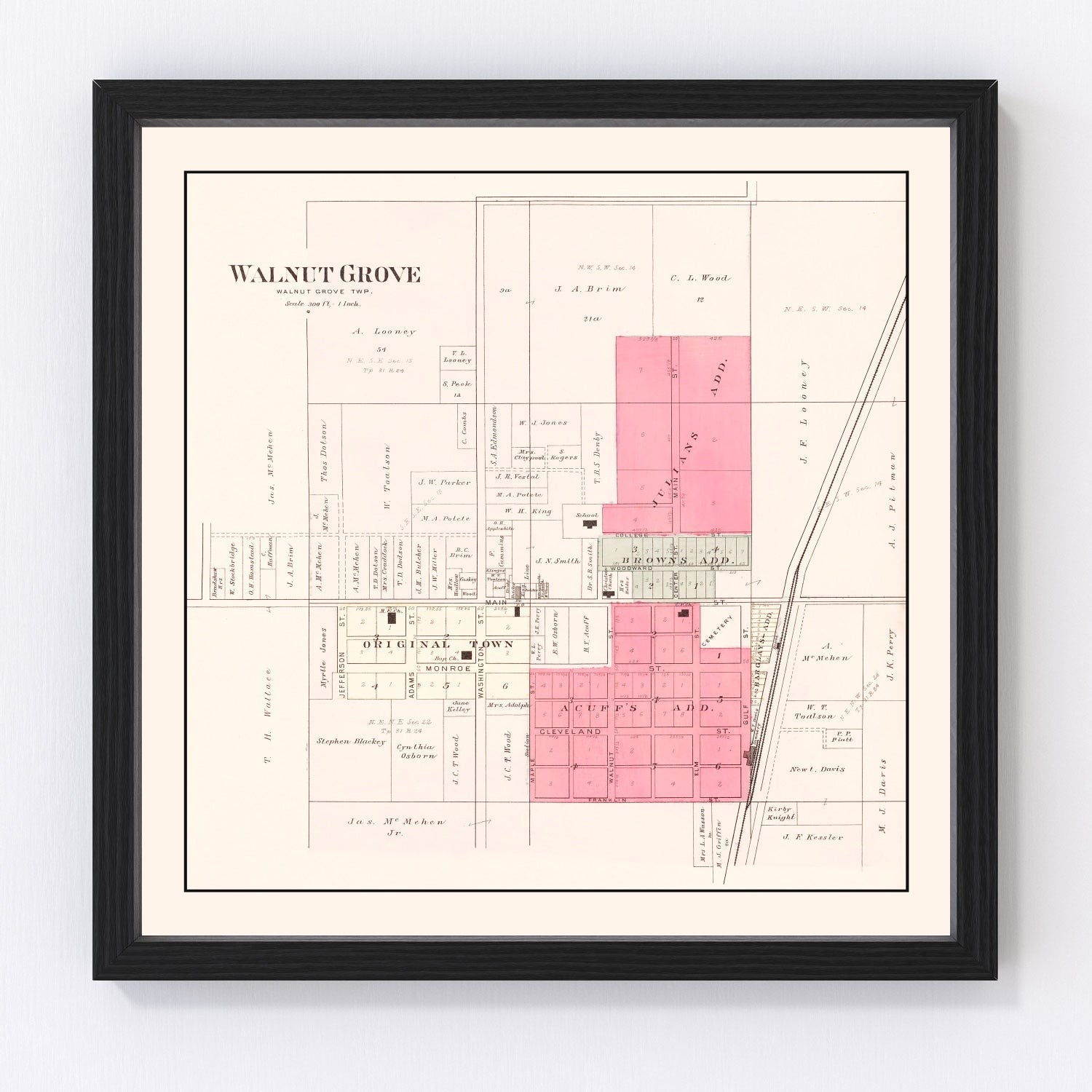 Vintage map of Walnut Grove, Missouri, 1904, Greene County