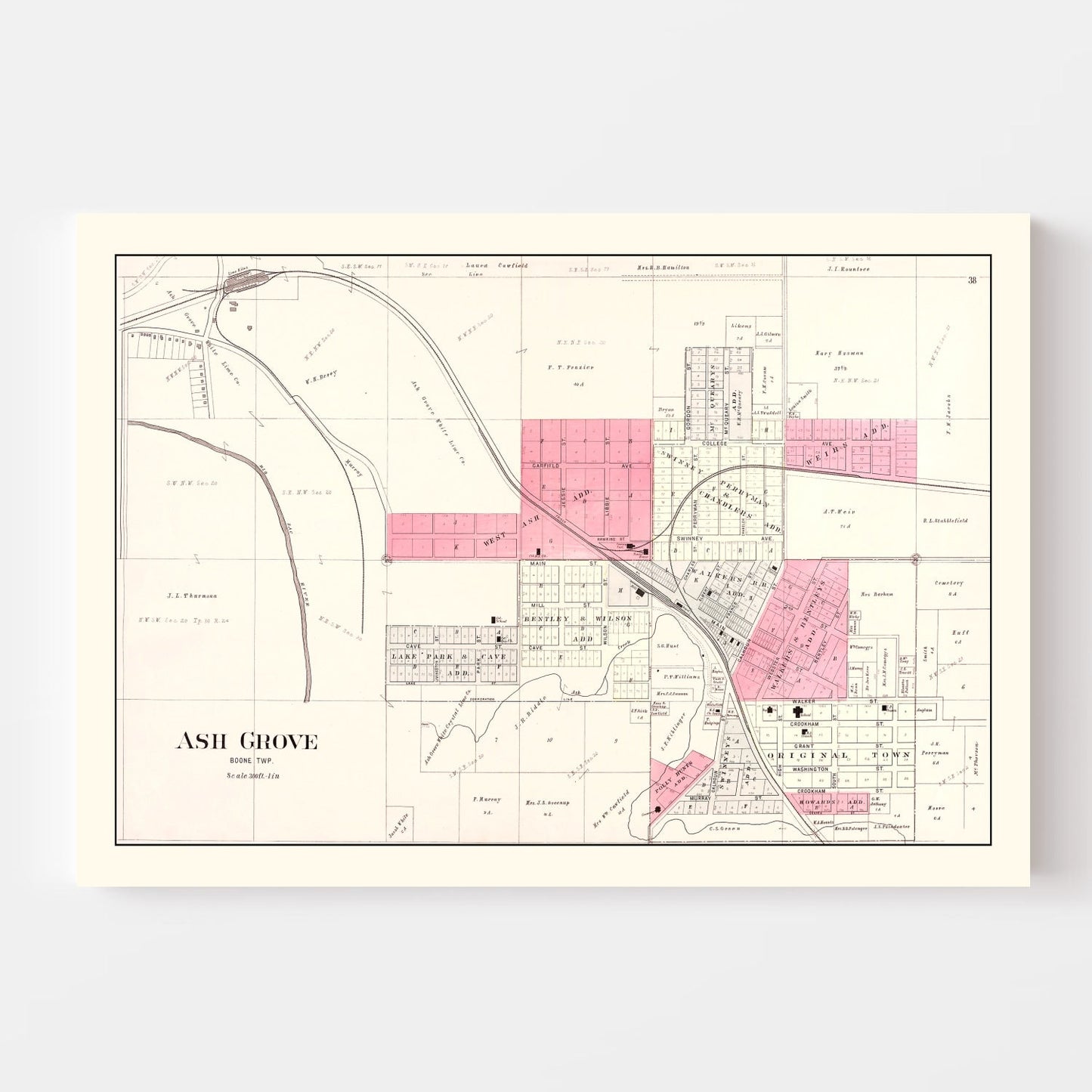 Vintage Map of Ash Grove, Missouri, 1904