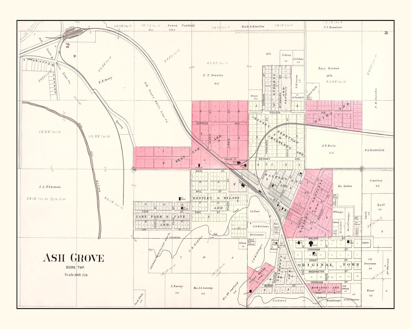 Vintage Map of Ash Grove, Missouri, 1904