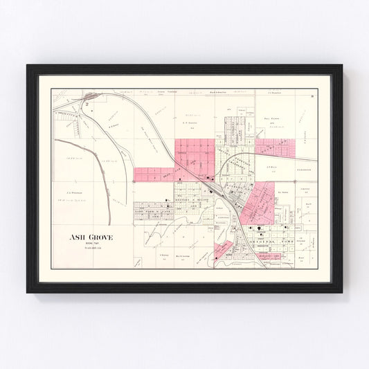 vintage map of Ash Grove, Missouri, 1904, Greene County