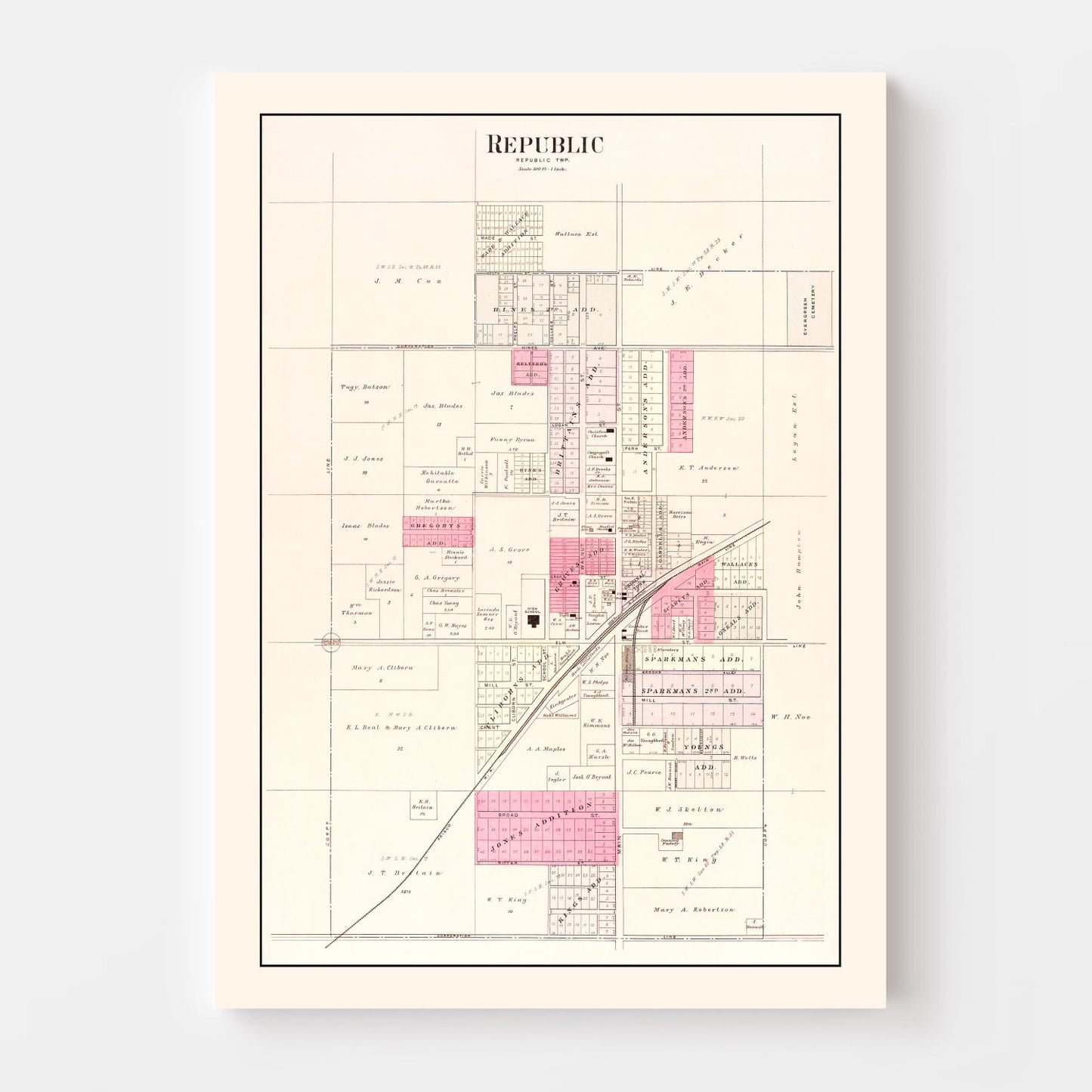 Vintage Map of Republic, Missouri, 1904