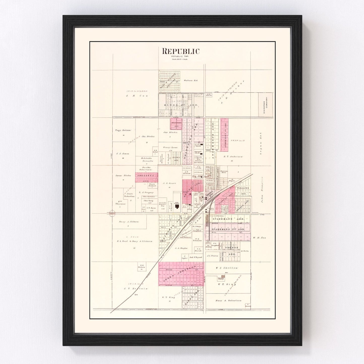 Vintage map of Republic, Missouri, 1904