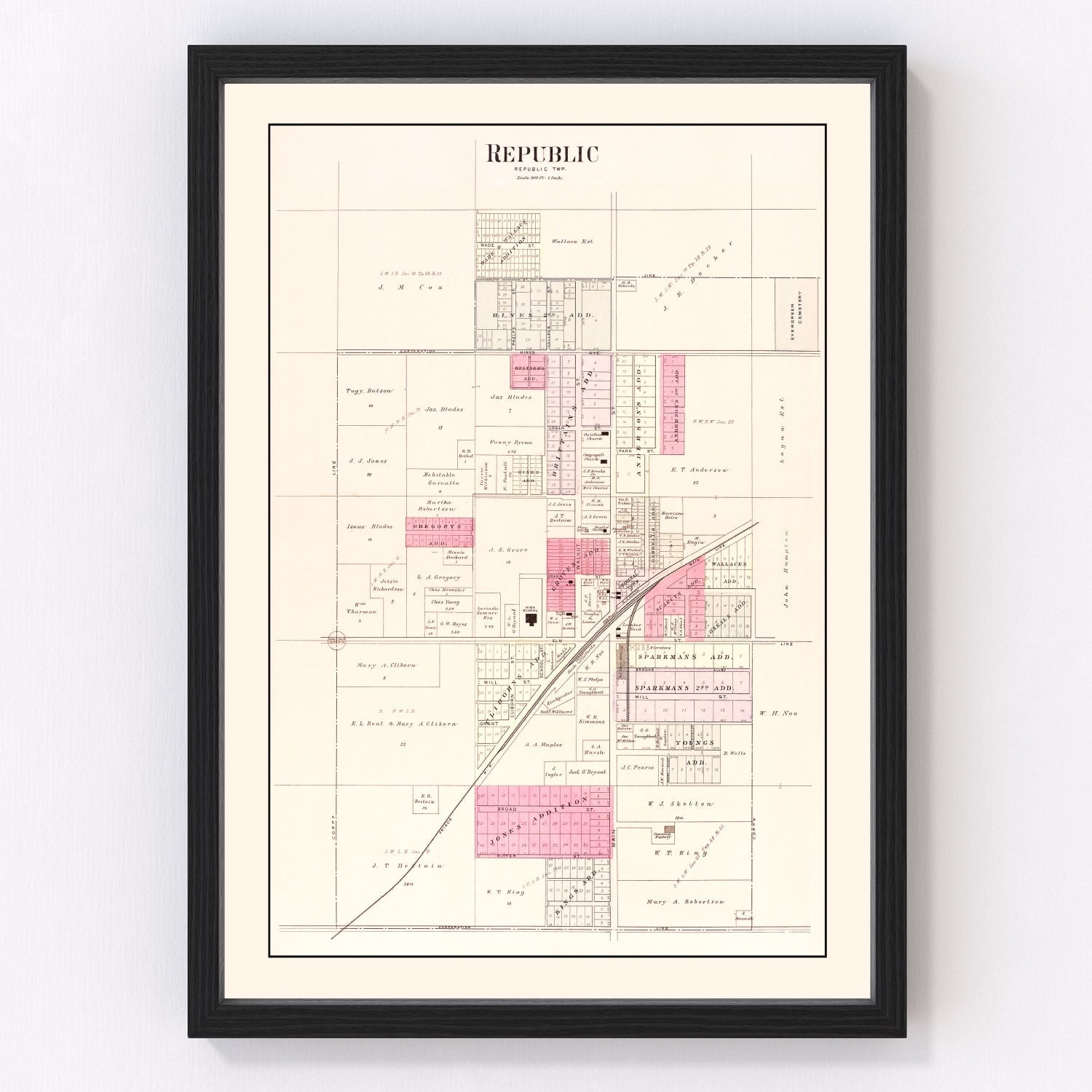 Vintage map of Republic, Missouri, 1904
