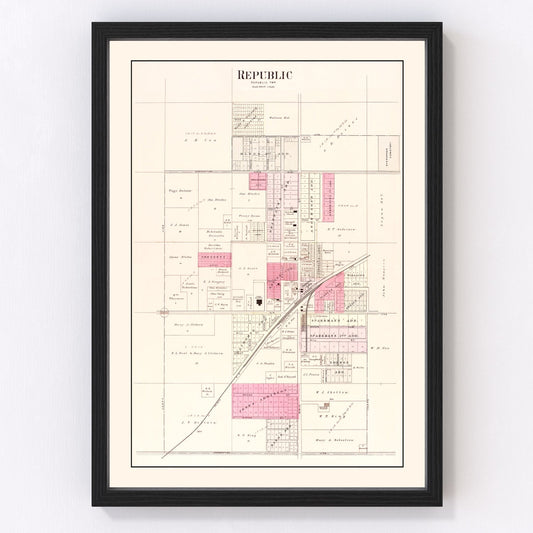 Vintage map of Republic, Missouri, 1904