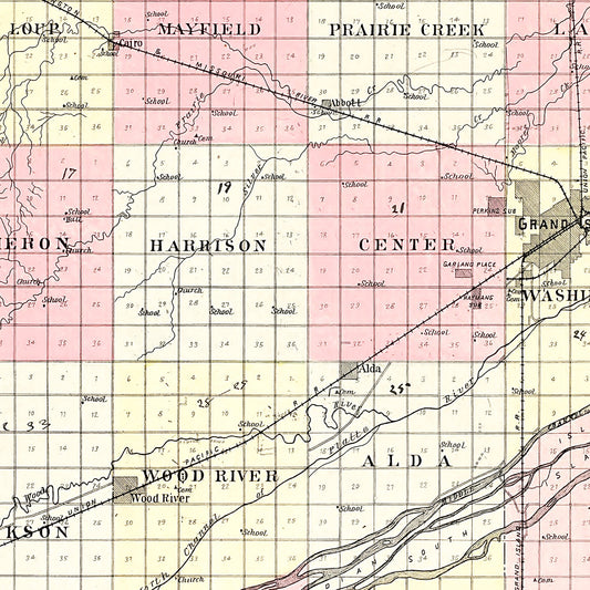 Vintage Map of Hall County, Nebraska, 1904