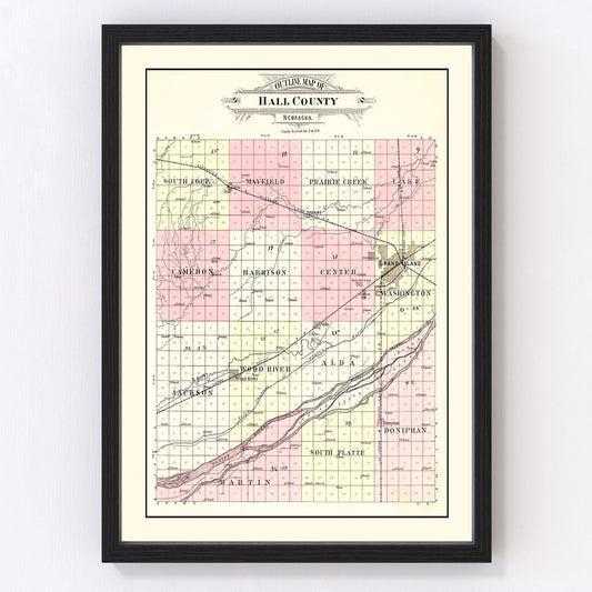 Vintage map of Hall County, Nebraska, 1904