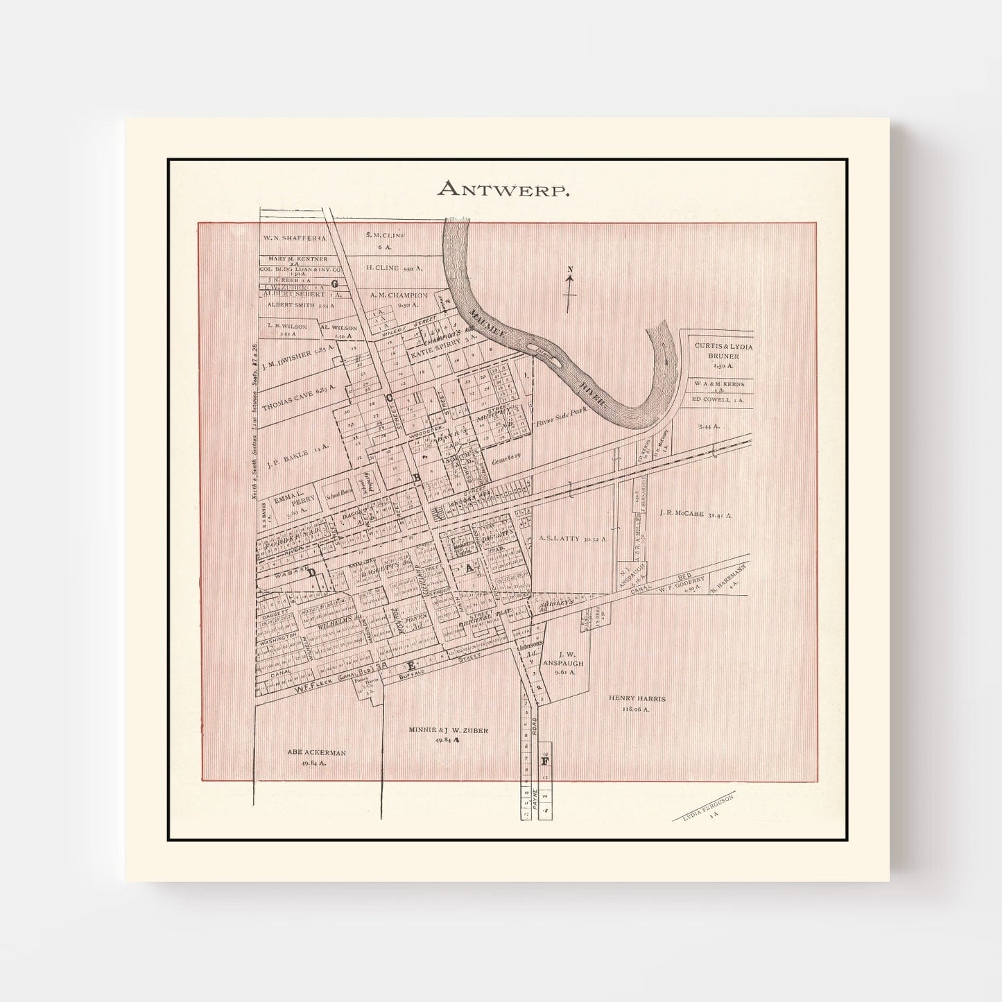 Vintage Map of Antwerp, Ohio, 1905