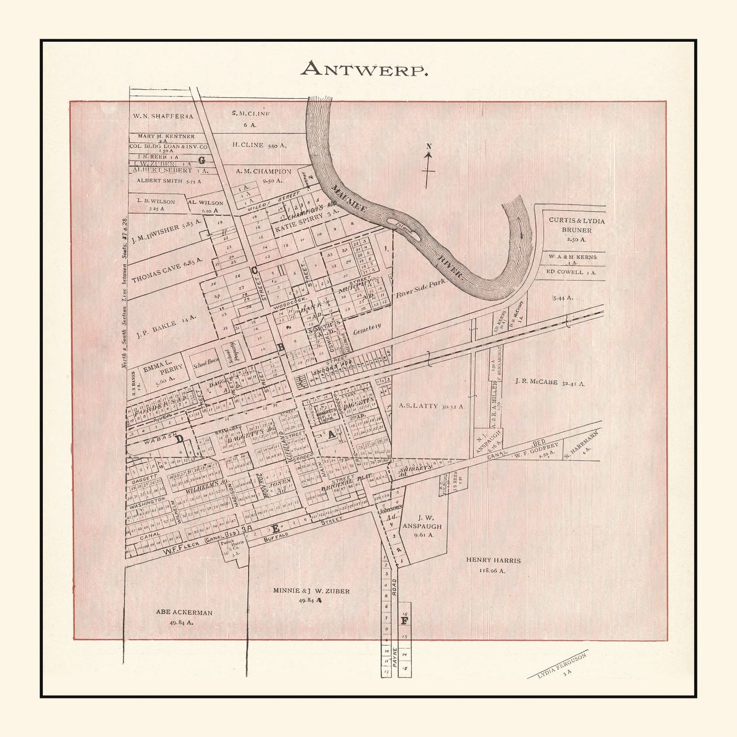 Vintage Map of Antwerp, Ohio, 1905