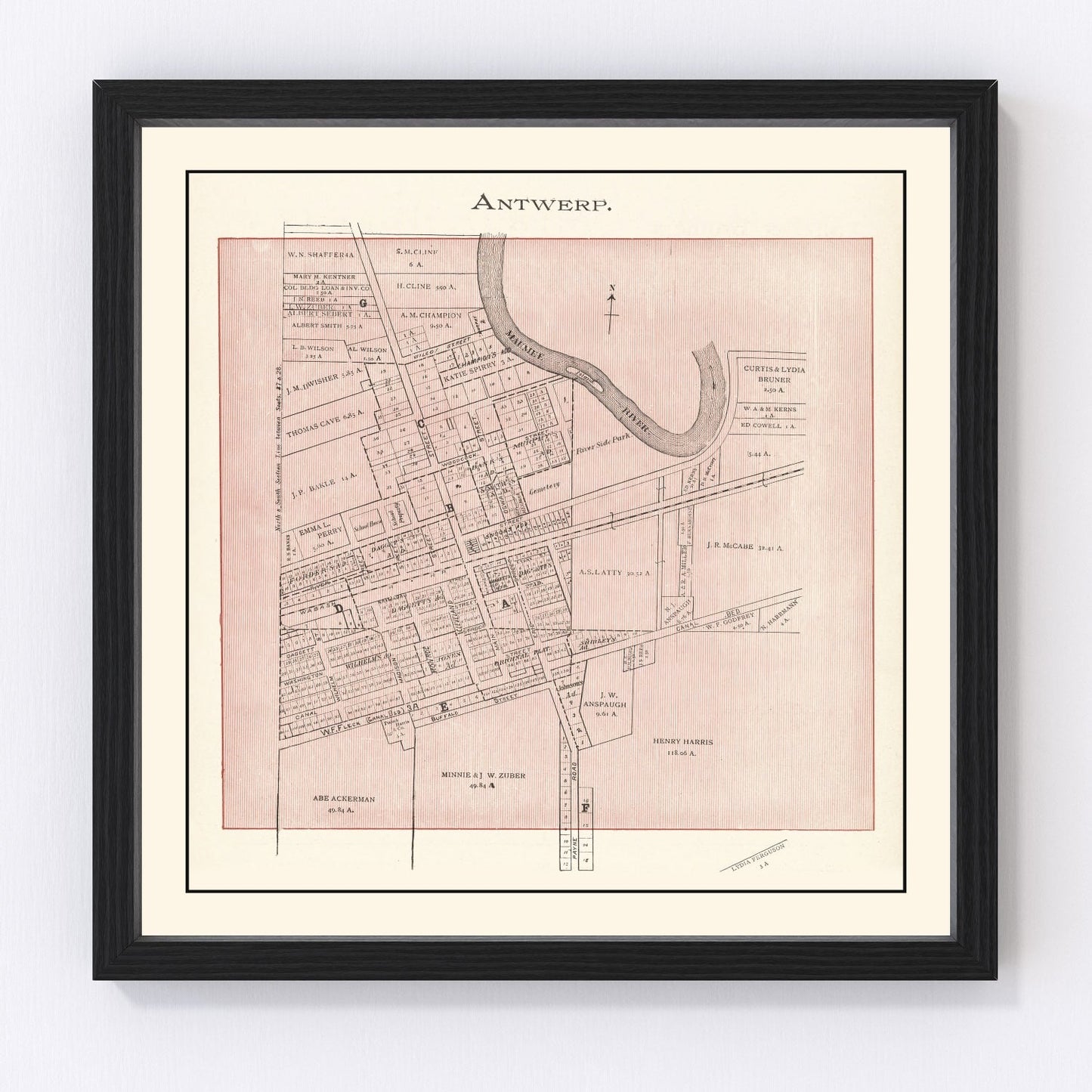 Restored vintage map of Antwerp, Ohio, 1905