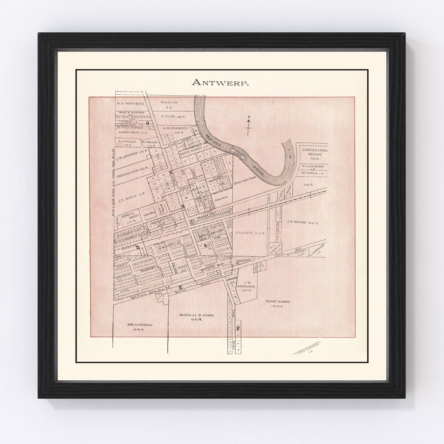 Restored vintage map of Antwerp, Ohio, 1905
