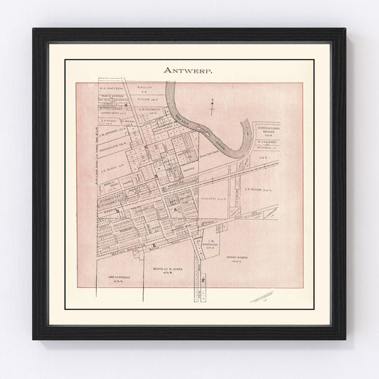 Restored vintage map of Antwerp, Ohio, 1905