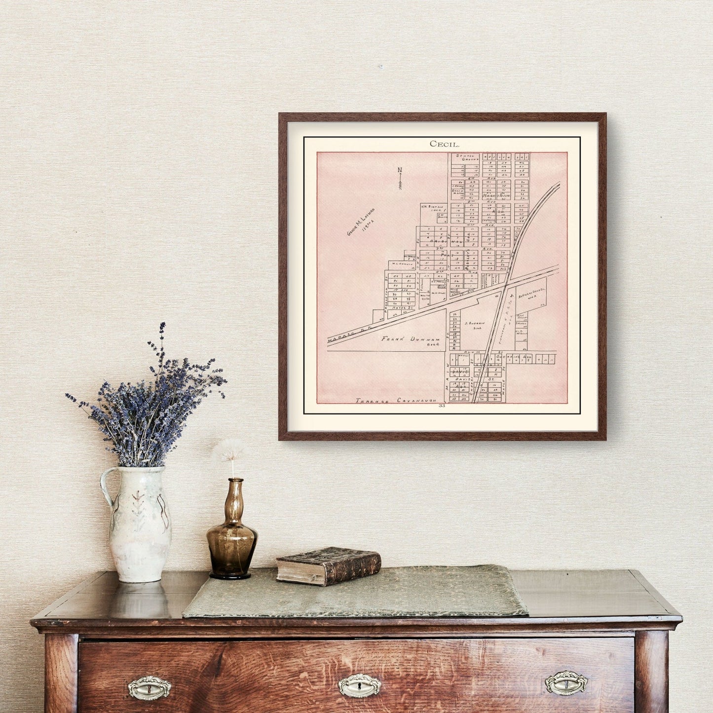 Vintage Map of Cecil, Ohio, 1905