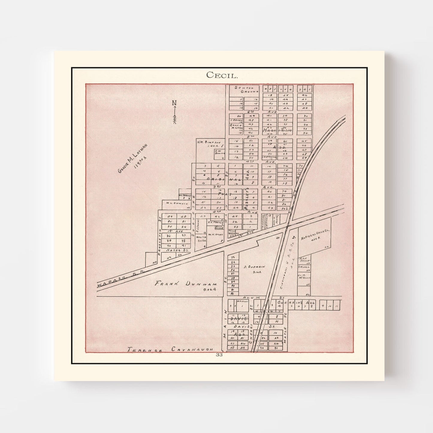 Vintage Map of Cecil, Ohio, 1905